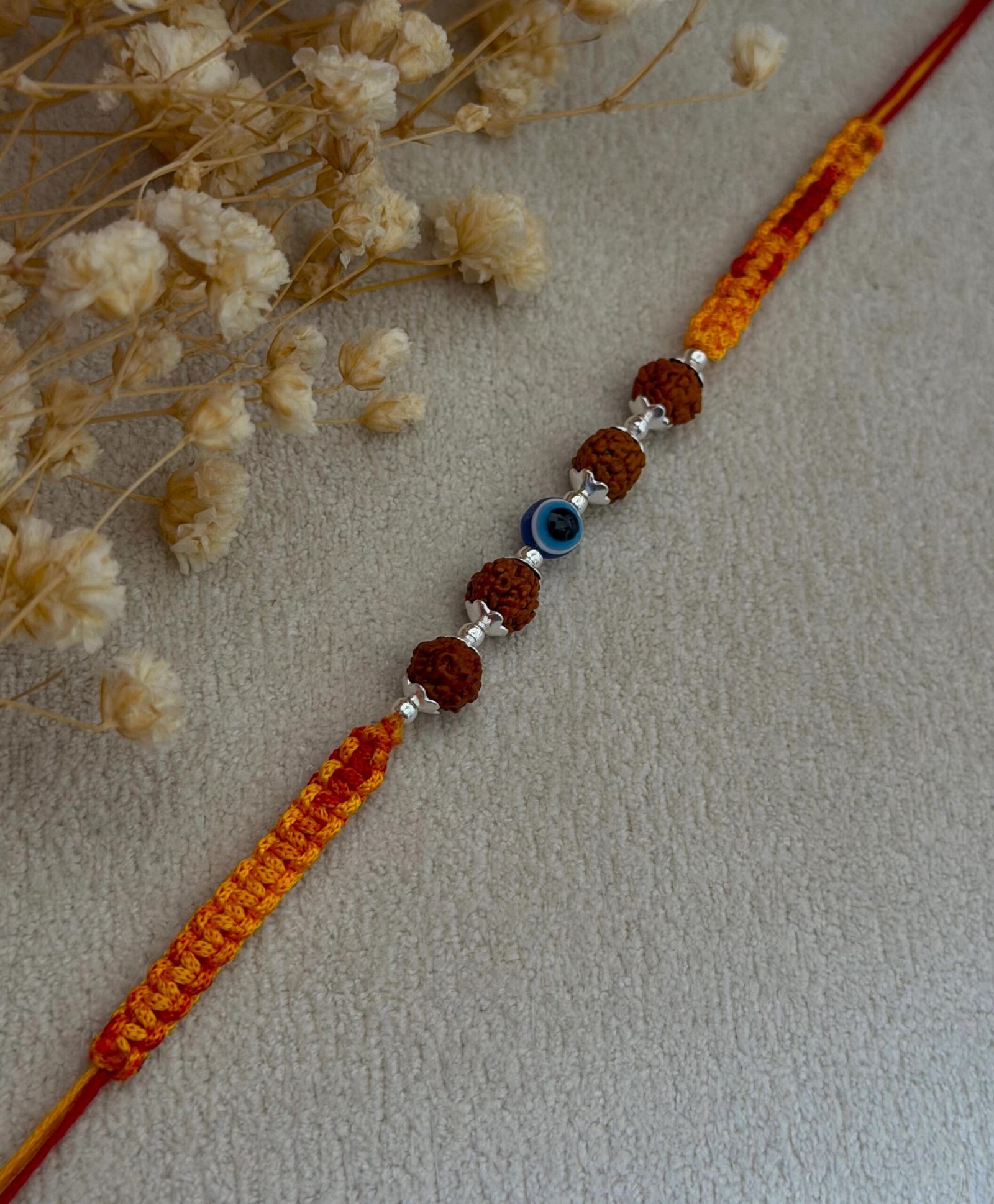 Rudraksha Evil eye silver rakhi - Image 4