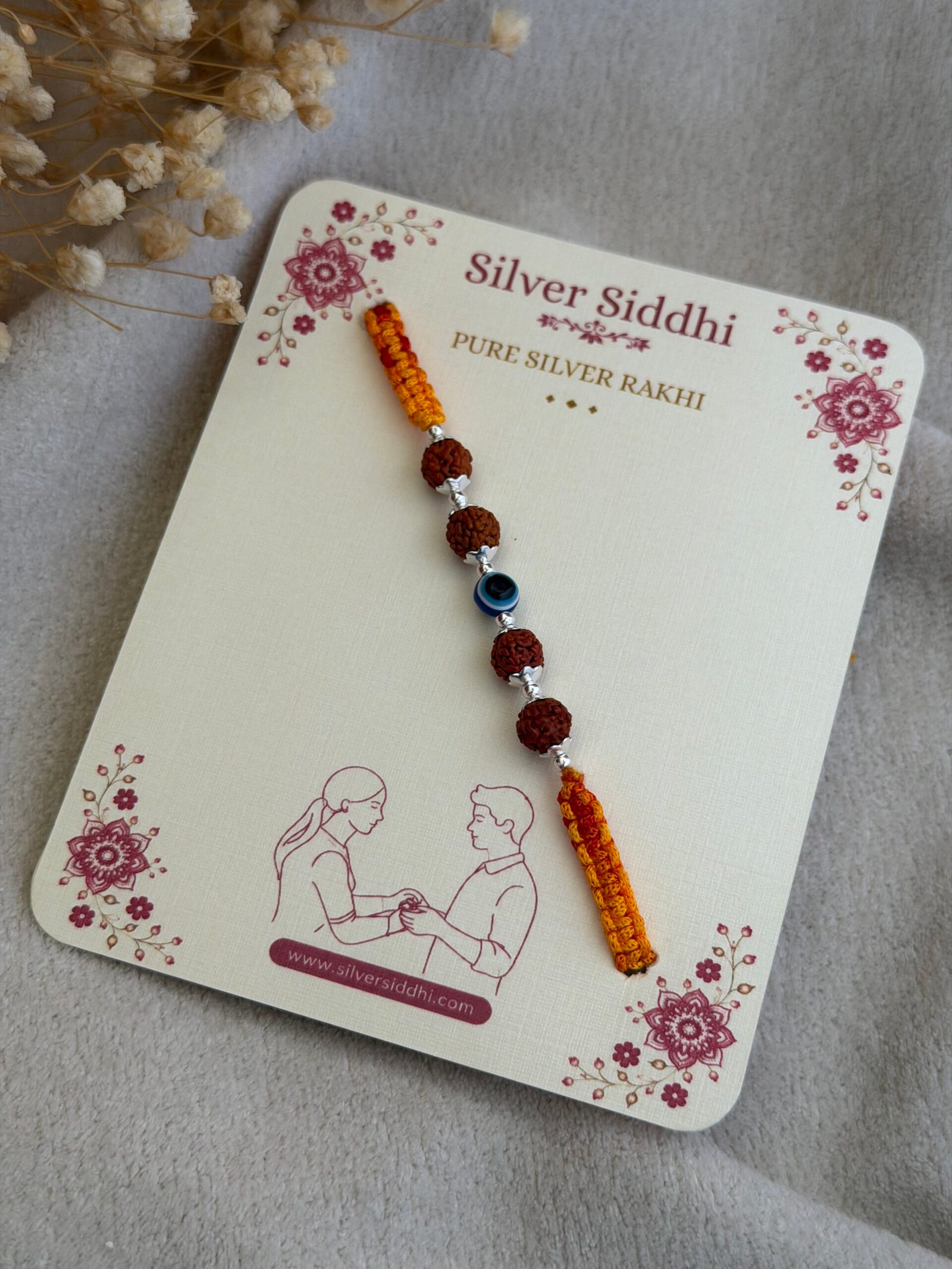 Rudraksha Evil eye silver rakhi - Image 3