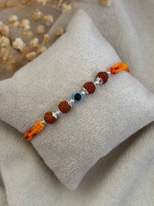 Rudraksha Evil eye silver rakhi