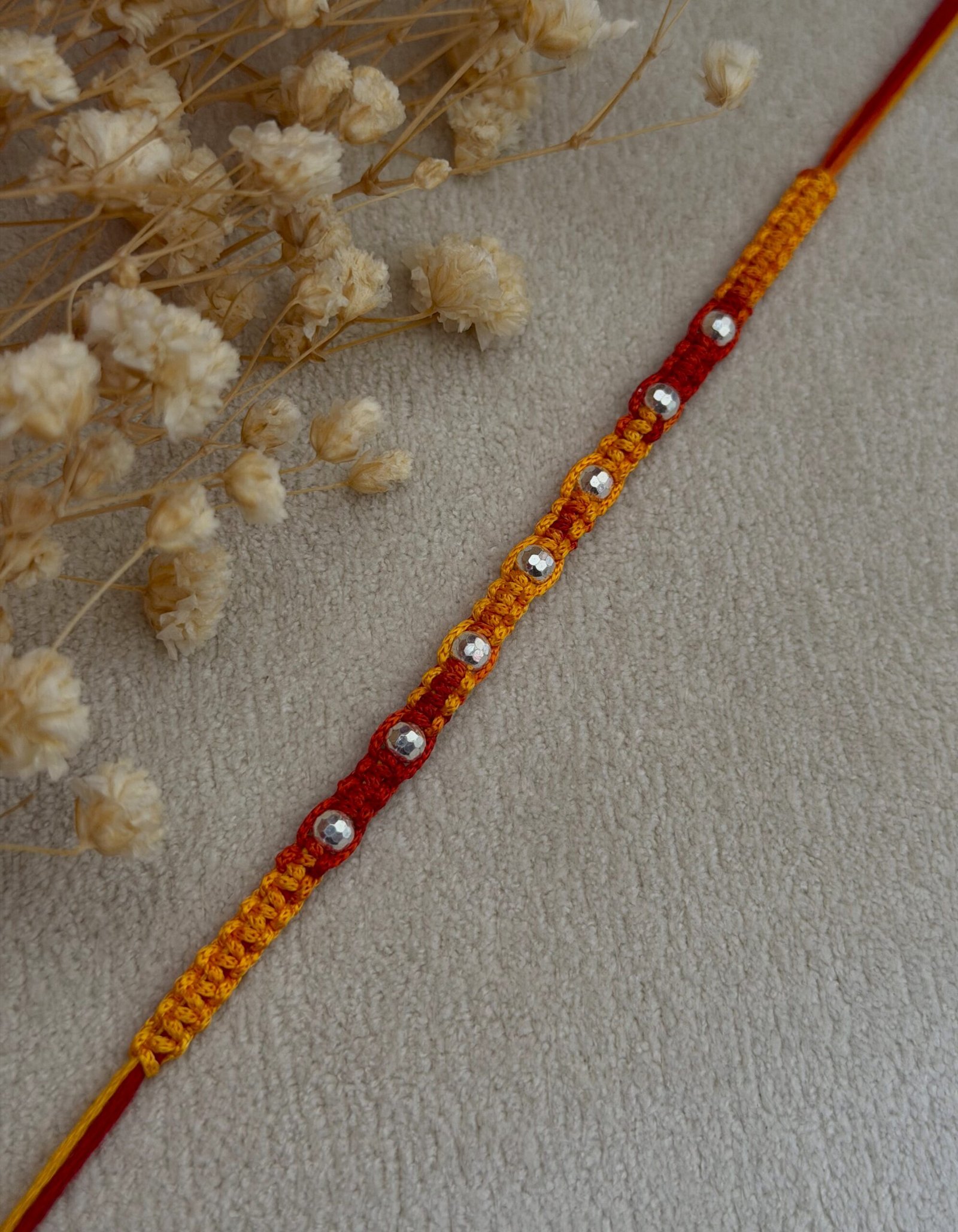 7 diamond cut beads moli siver rakhi - Image 4