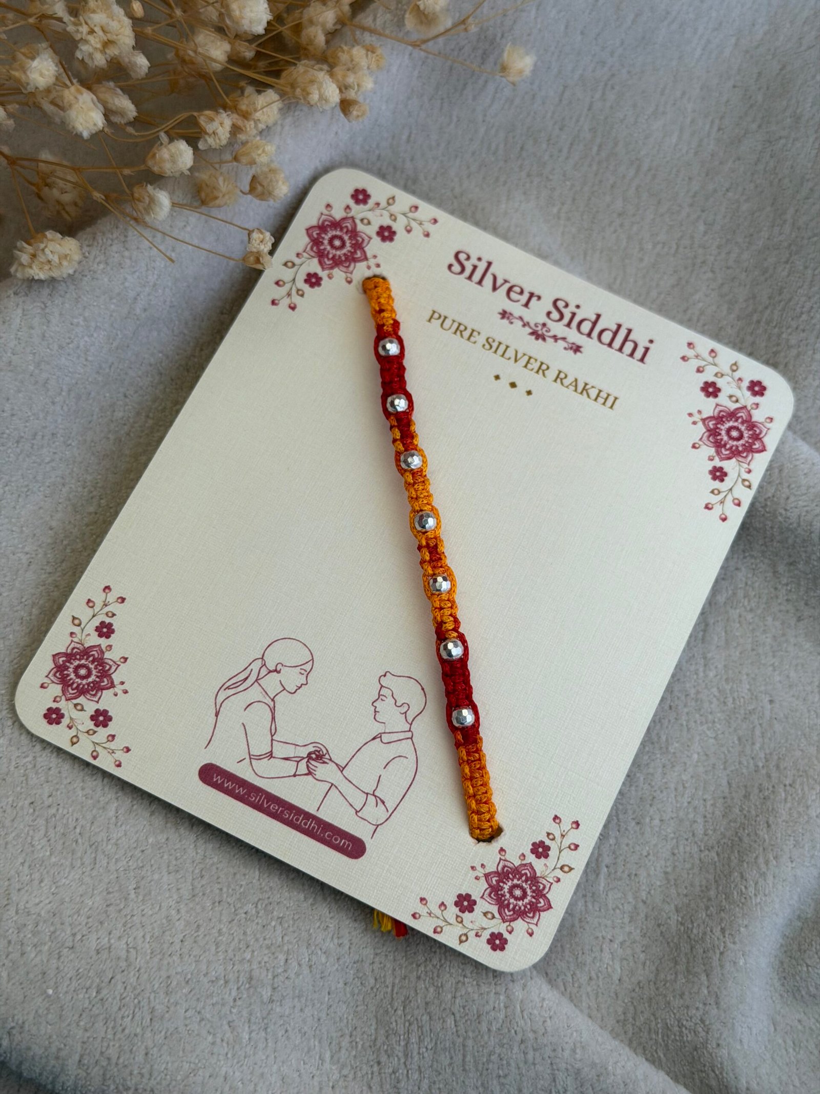 7 diamond cut beads moli siver rakhi - Image 3