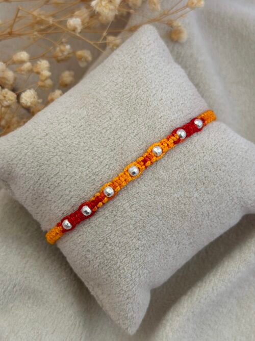 7 diamond cut beads moli siver rakhi