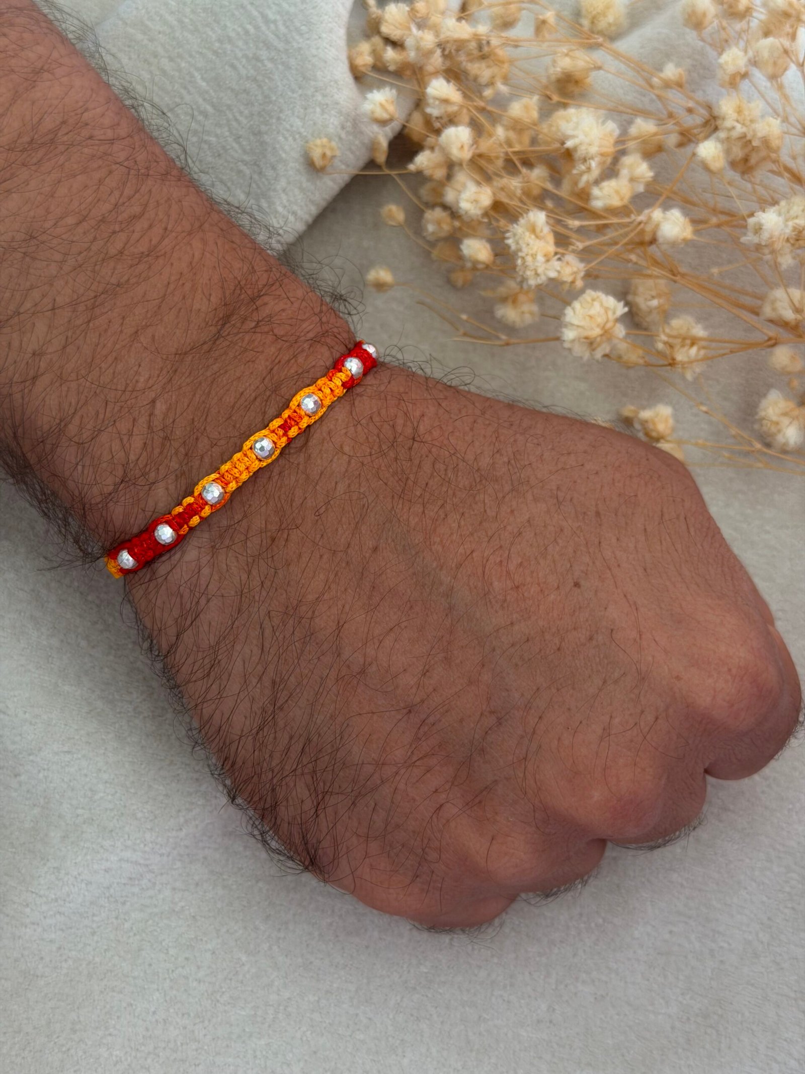 7 diamond cut beads moli siver rakhi - Image 2