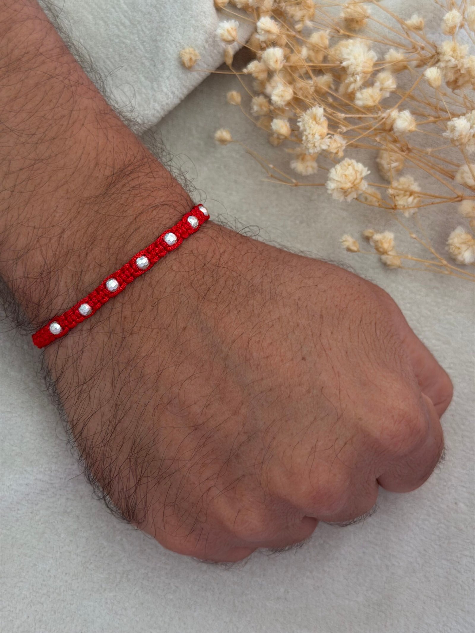 7 diamond cut beads red siver rakhi - Image 2