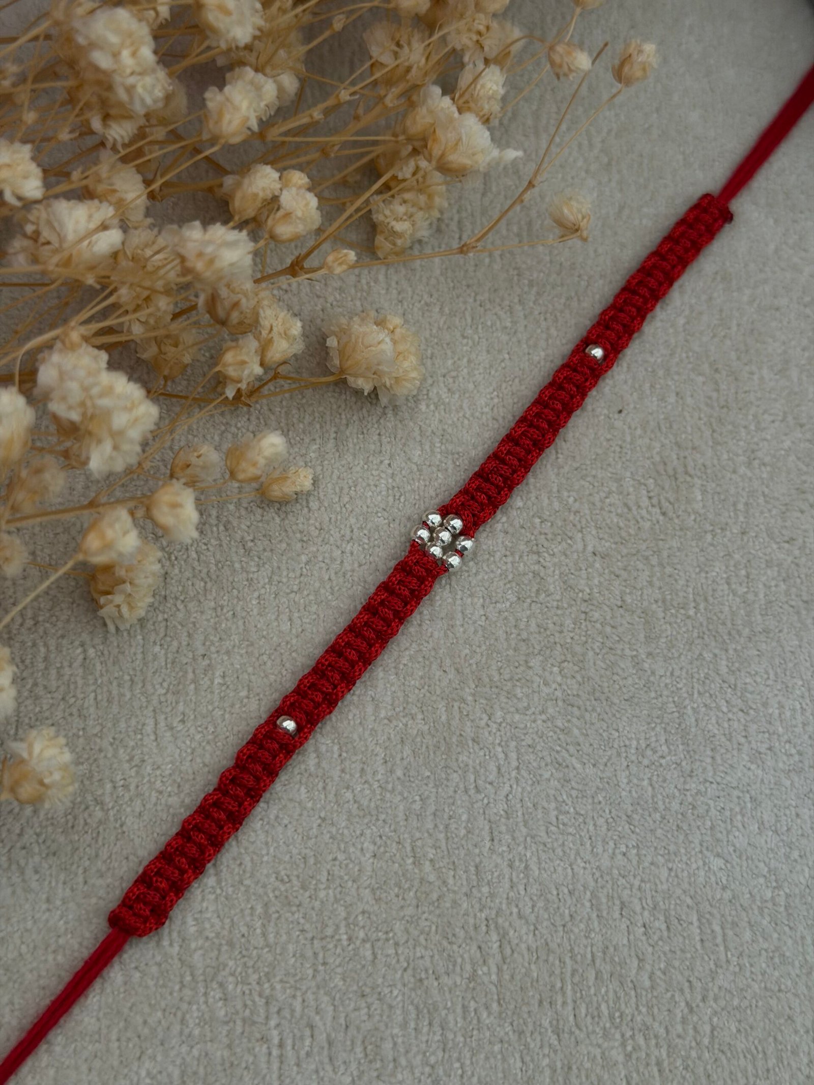floral red silver rakhi - Image 4