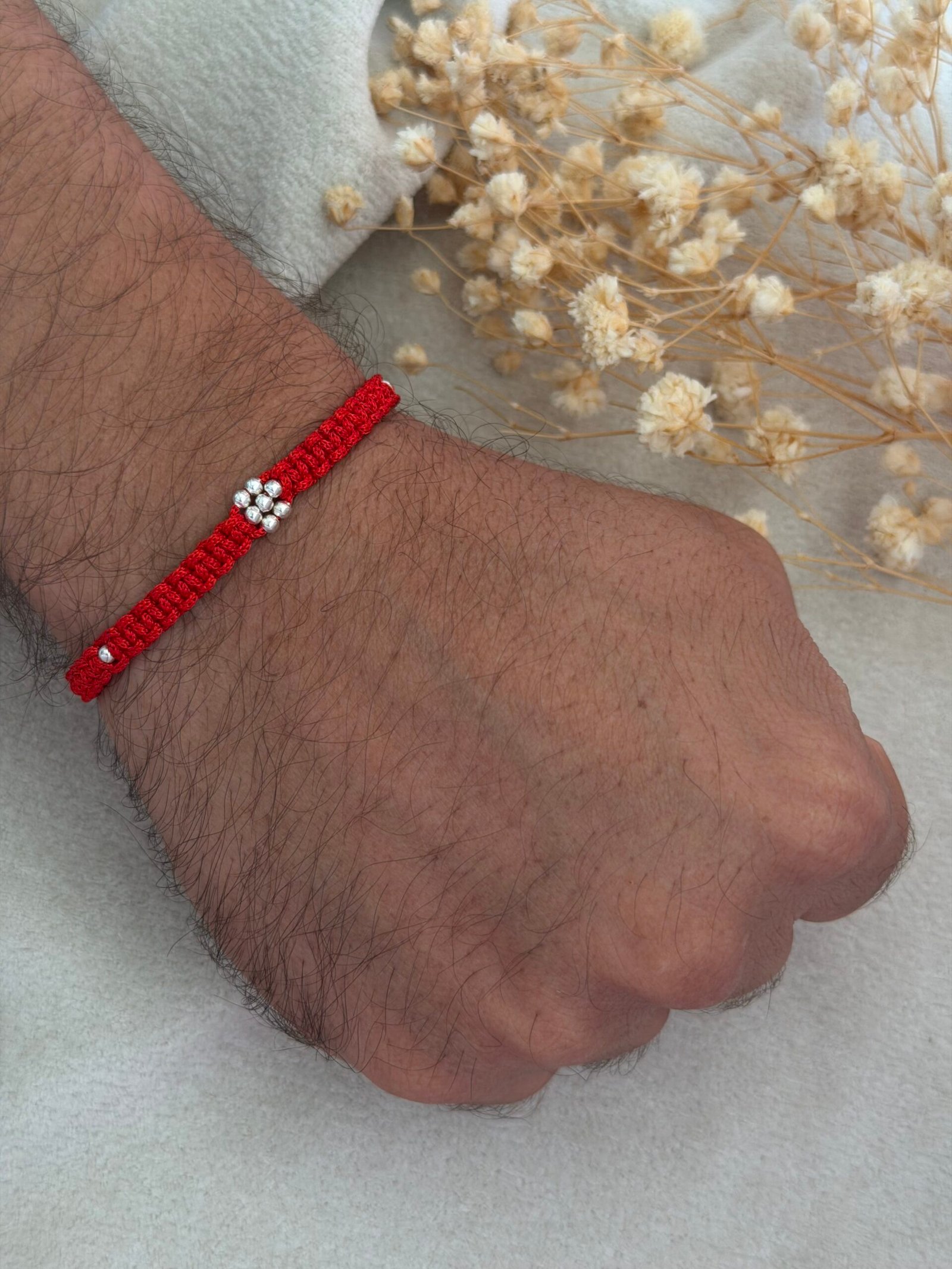 floral red silver rakhi - Image 2