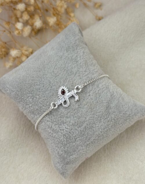 Krishna Flute Silver Chain Rakhi