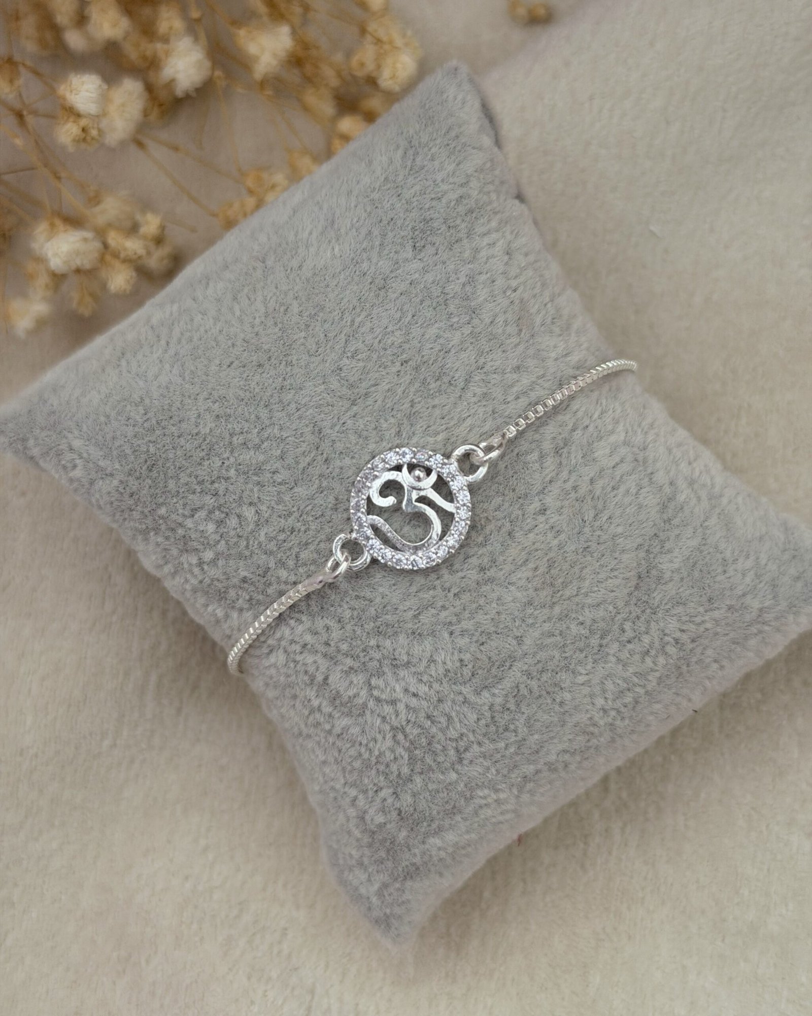 Om Silver Chain Rakhi