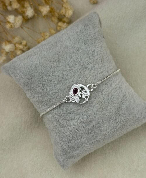 Om Feather Silver Chain Rakhi
