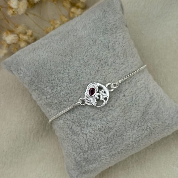 Om Feather Silver Chain Rakhi