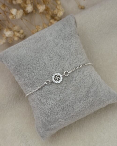 Swastik Silver Chain Rakhi