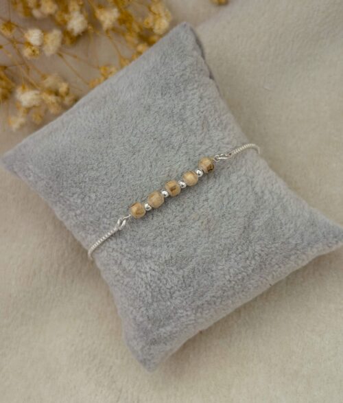 Tulsi Beads Silver Chain Rakhi