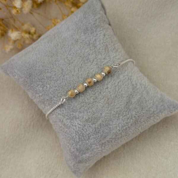 Tulsi Beads Silver Chain Rakhi