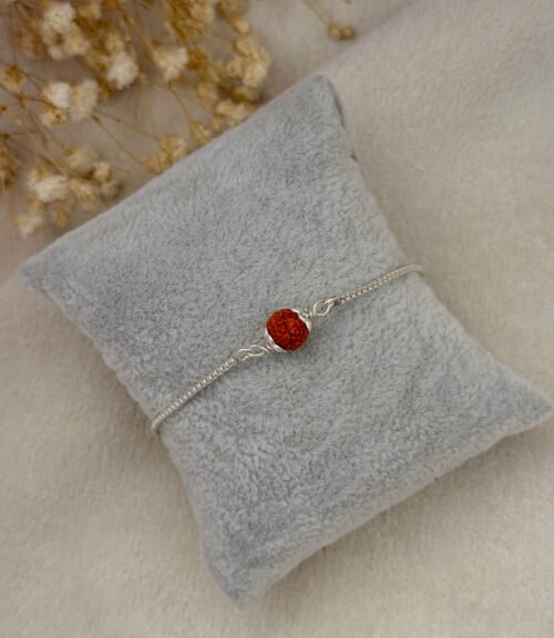 Rudraksha Silver Chain Rakhi