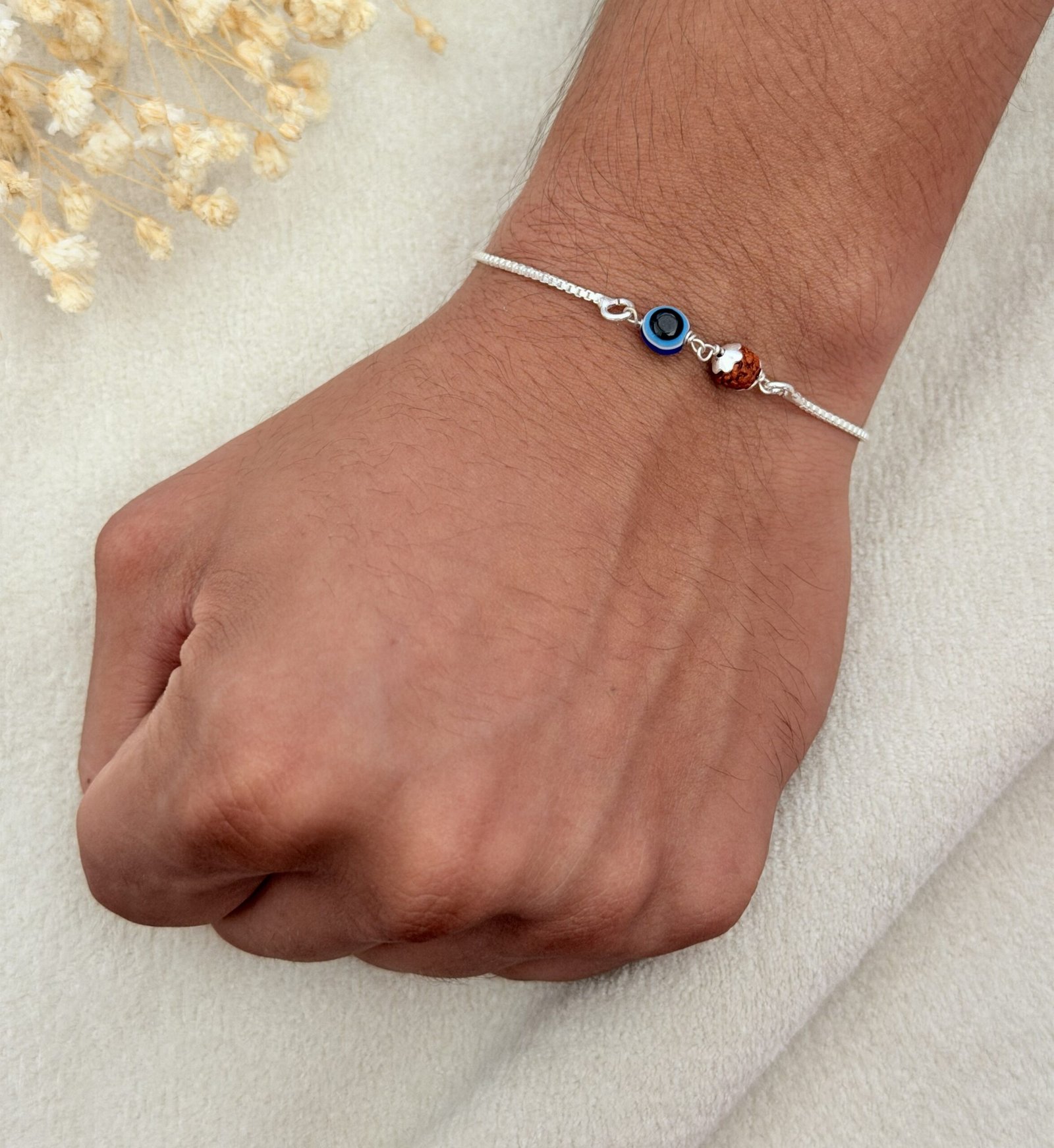 Evil Eye Rudraksha Chain Rakhi - Image 2