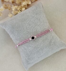 pink evil eye silver kids rakhi