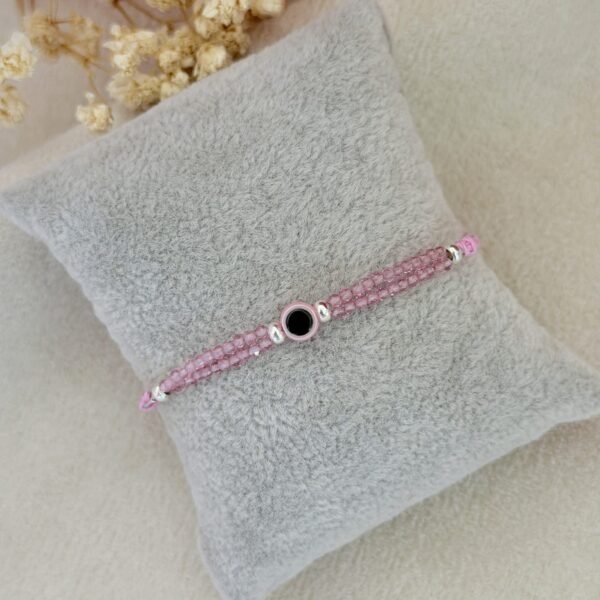 pink evil eye silver kids rakhi
