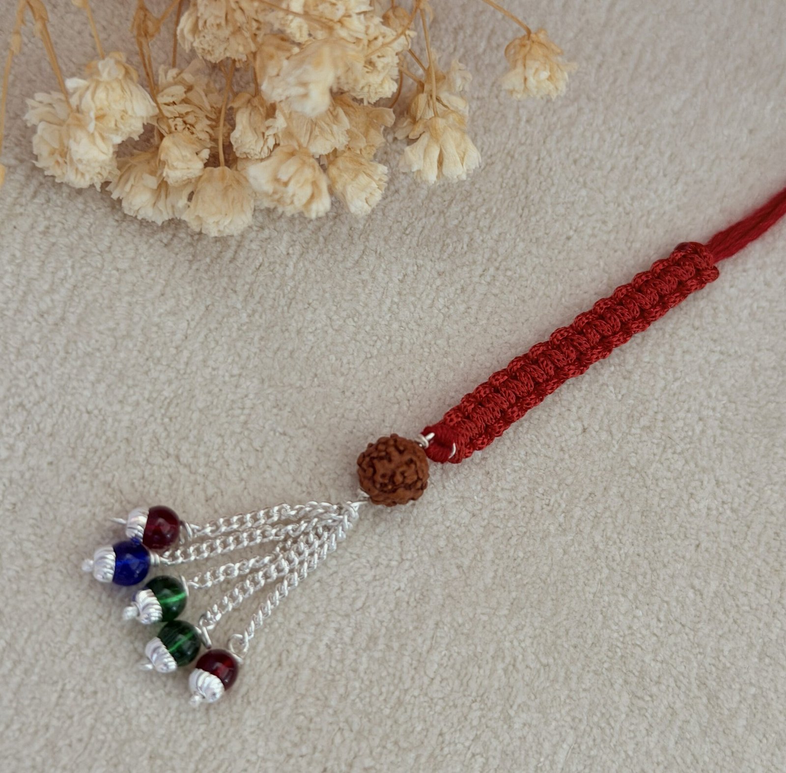 Rudraksha Silver Chuda Rakhi - Image 2