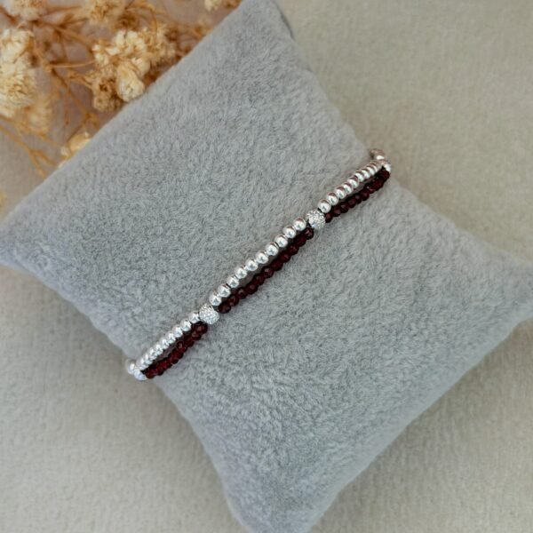 Silver ball & Red beads bracelet