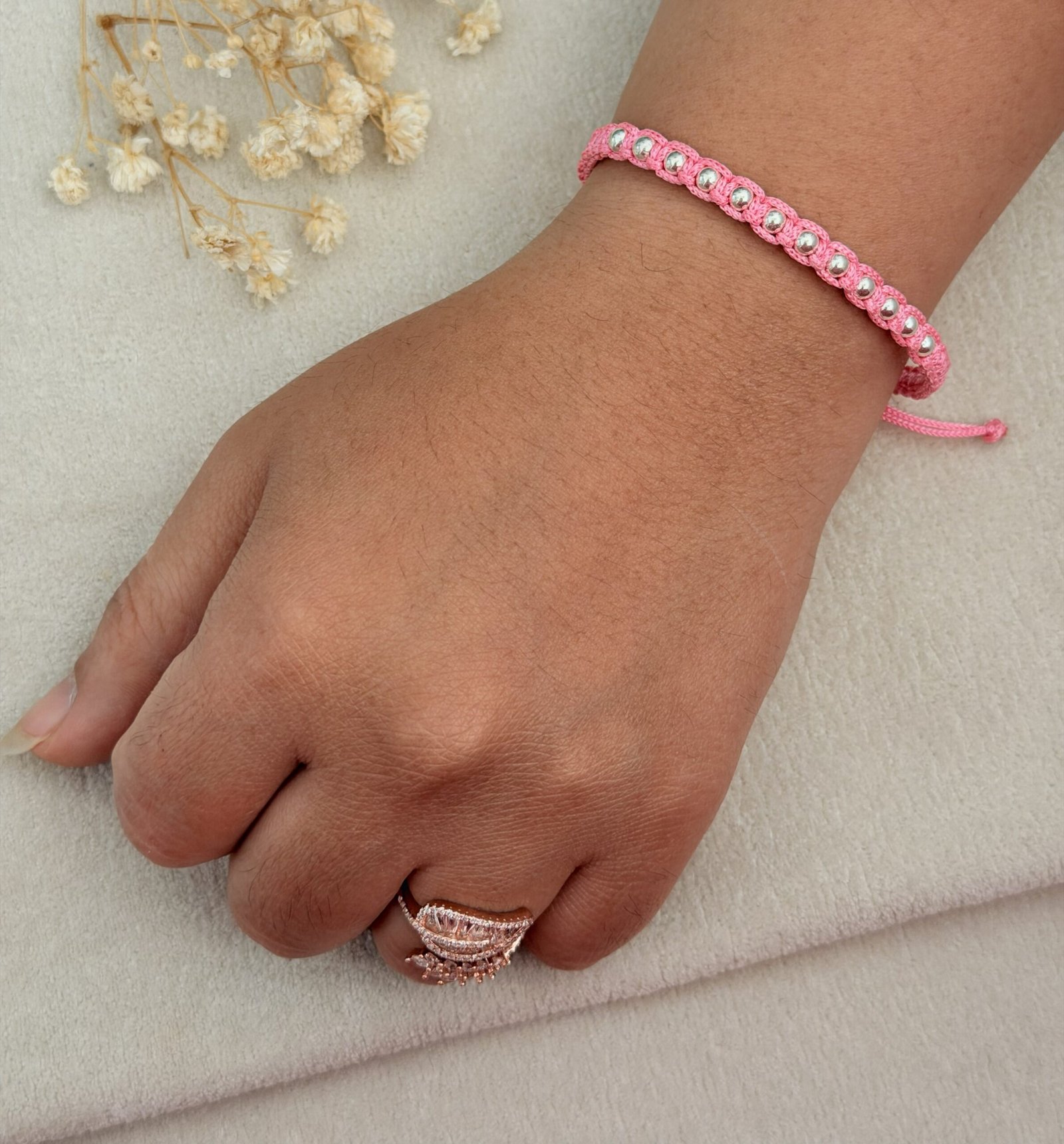 Pink Macrame Bracelet - Image 2