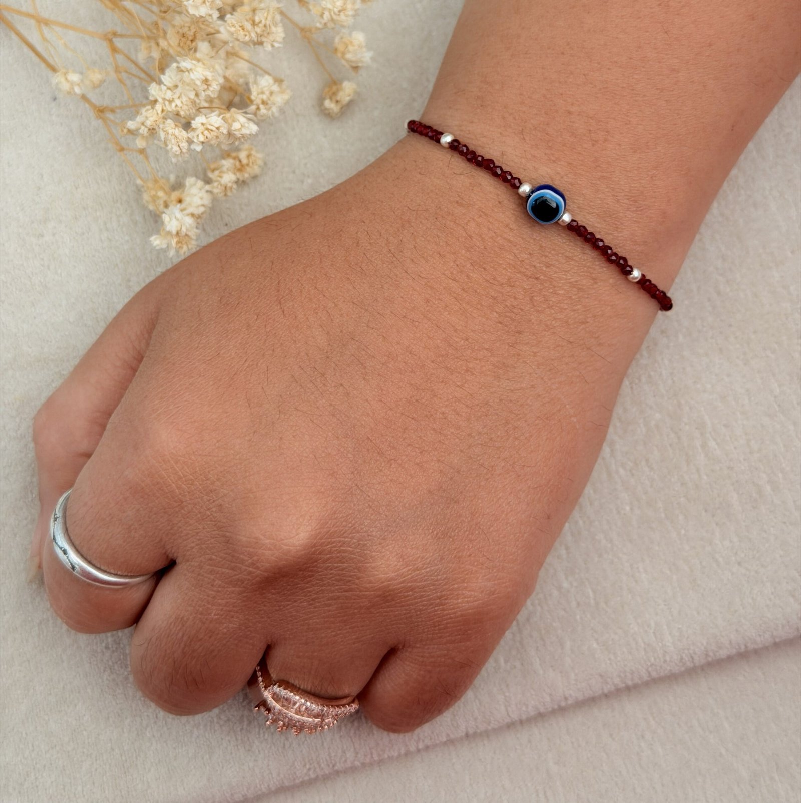 evil eye single line beads bracelet - Image 2