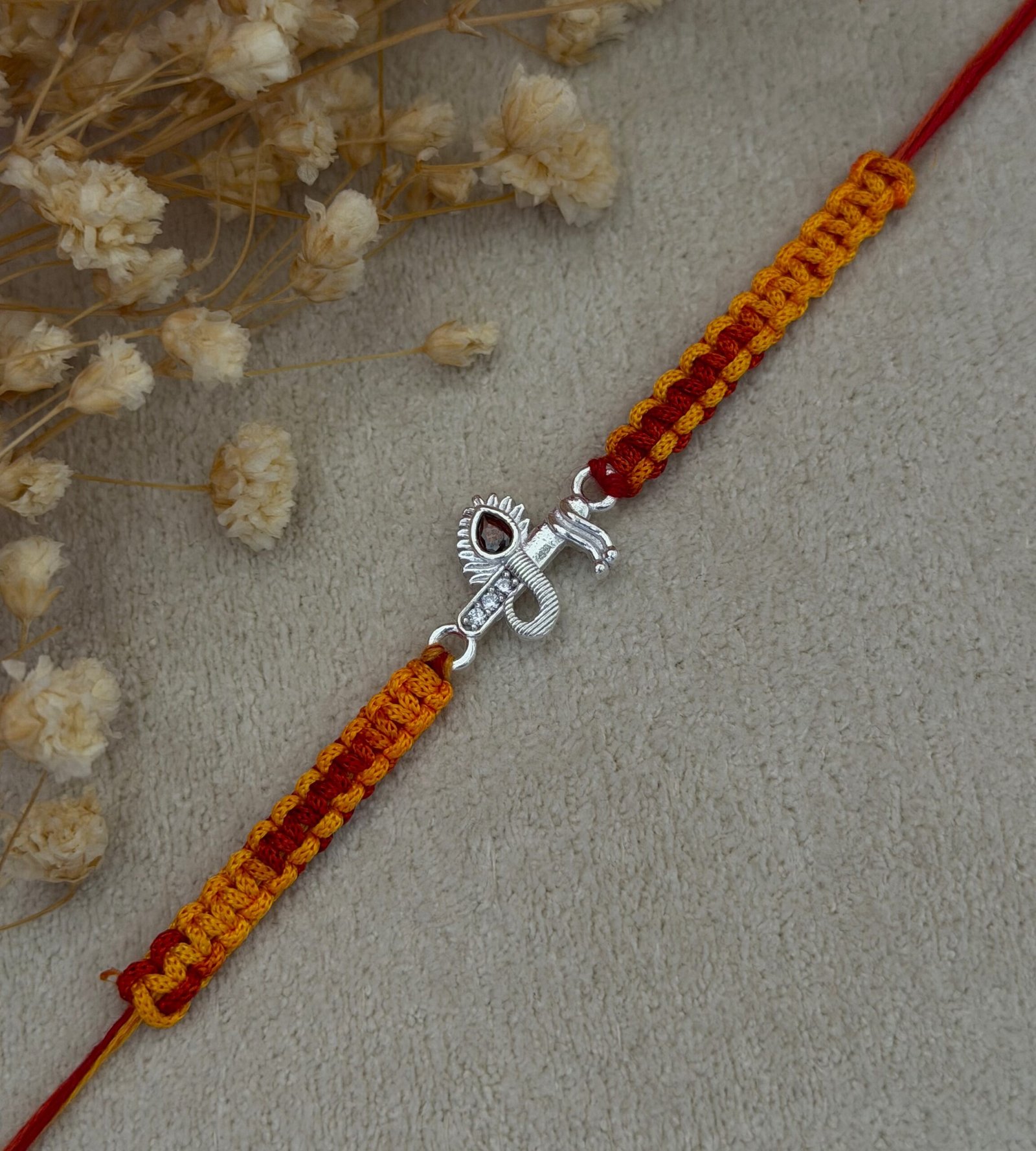Krishna flute silver rakhi - Image 4