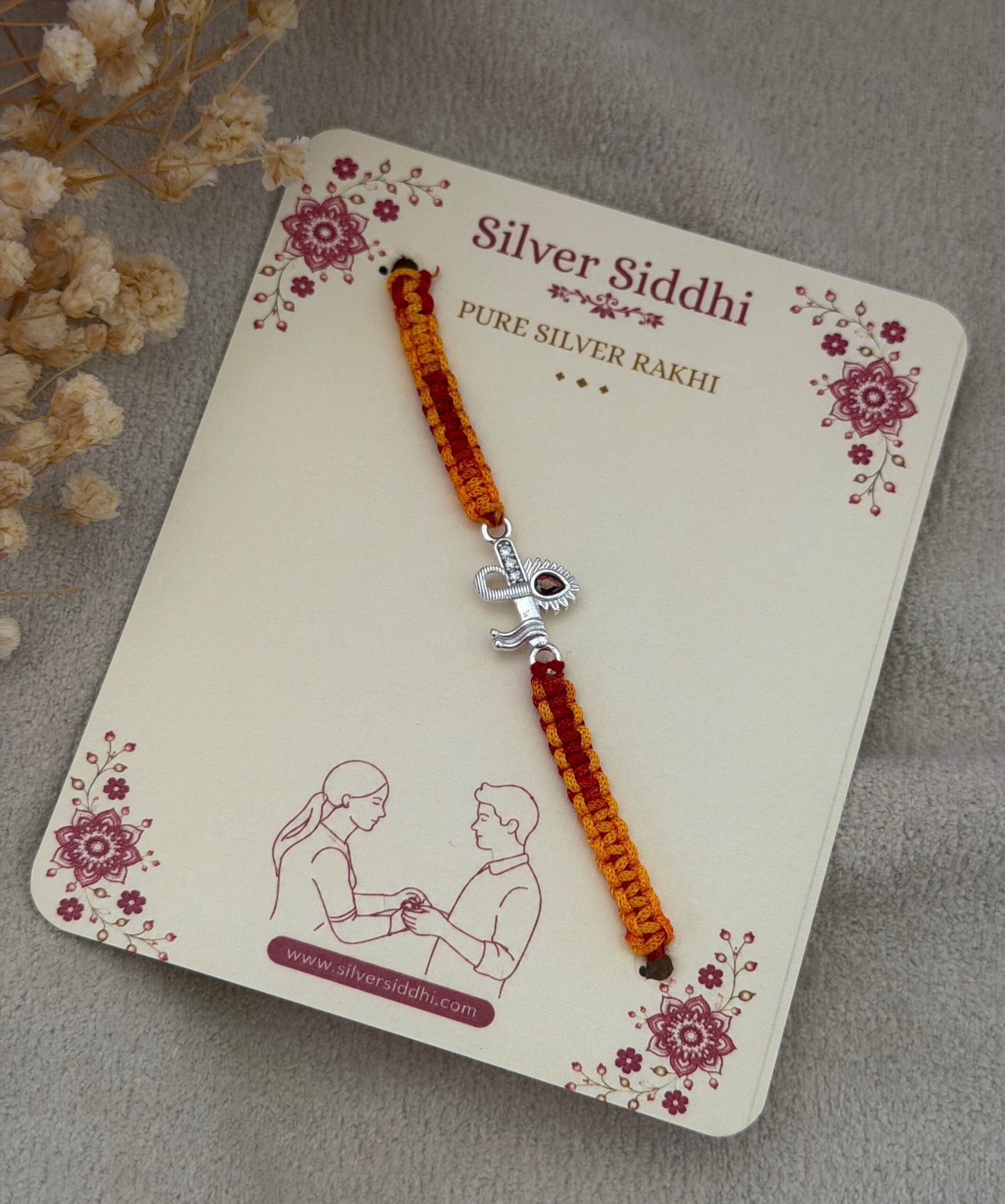 Krishna flute silver rakhi - Image 3