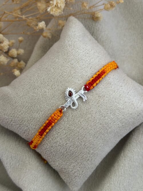 Krishna flute silver rakhi