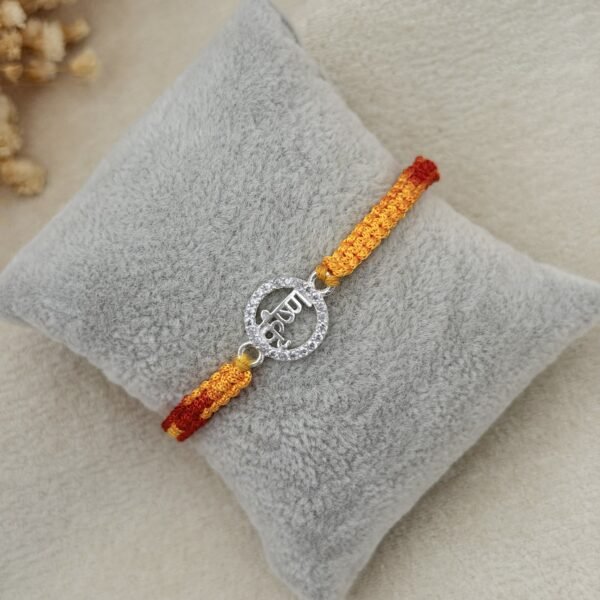 Krishna micro stone silver rakhi