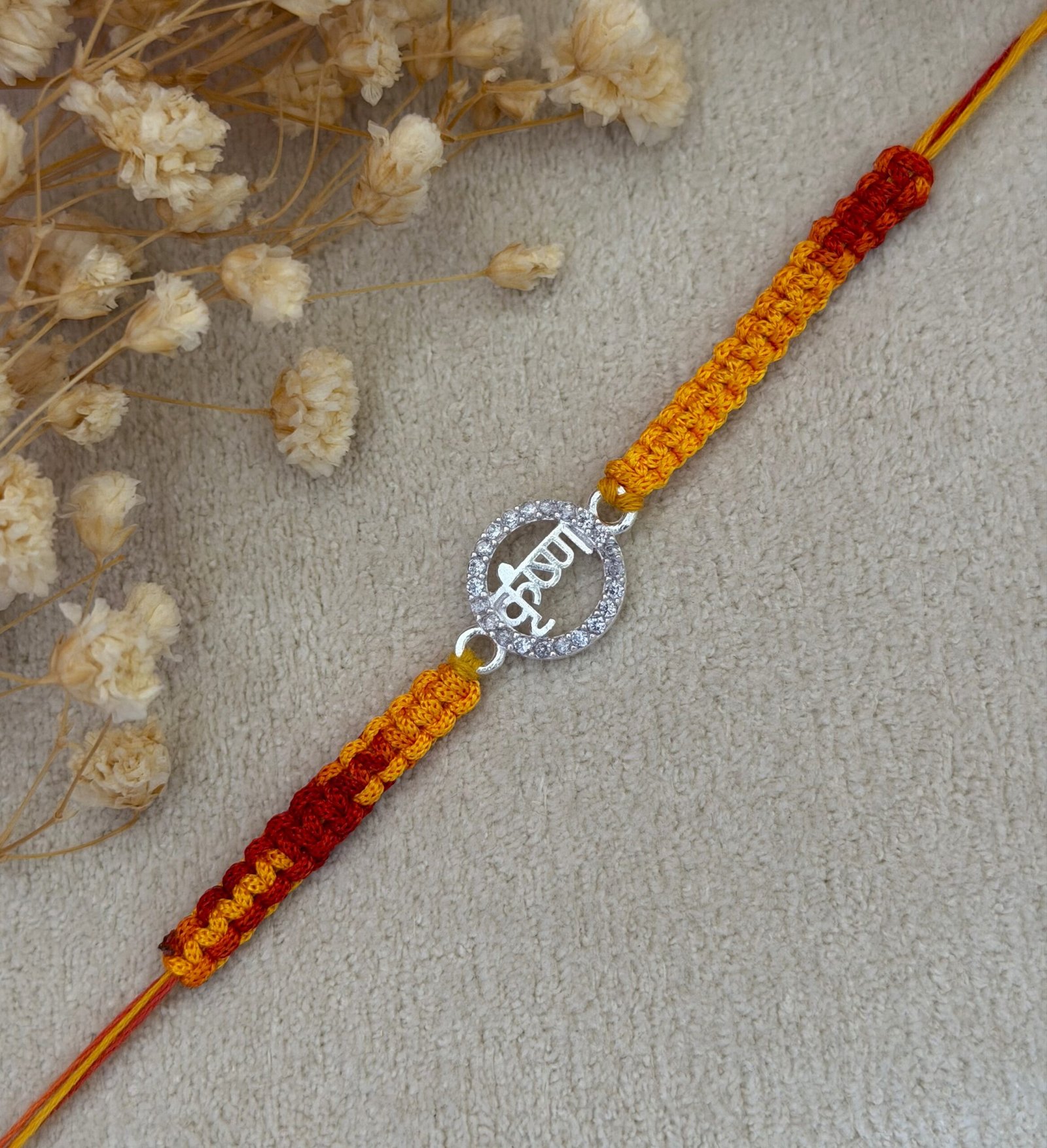 Krishna micro stone silver rakhi - Image 4