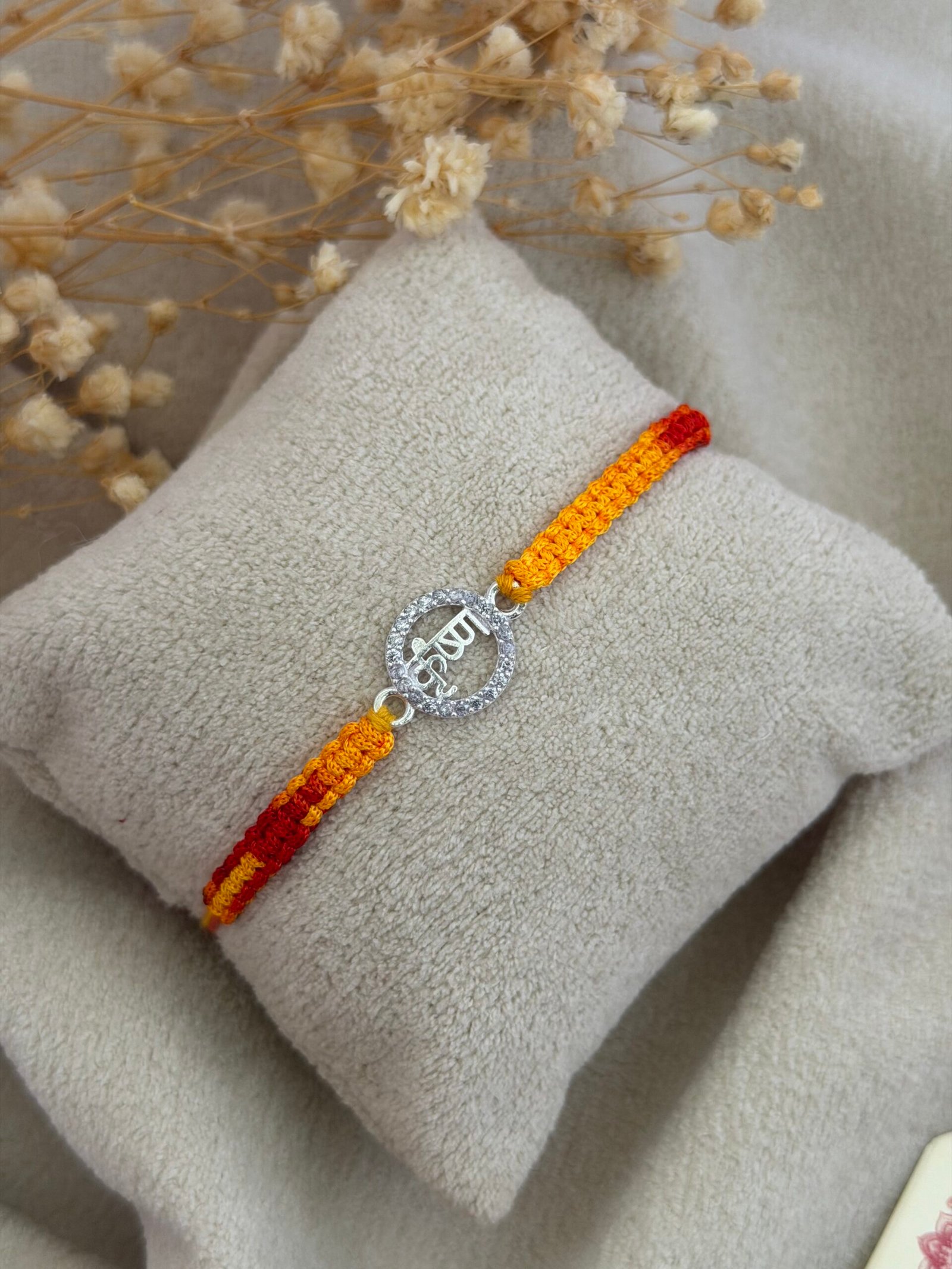 Krishna micro stone silver rakhi
