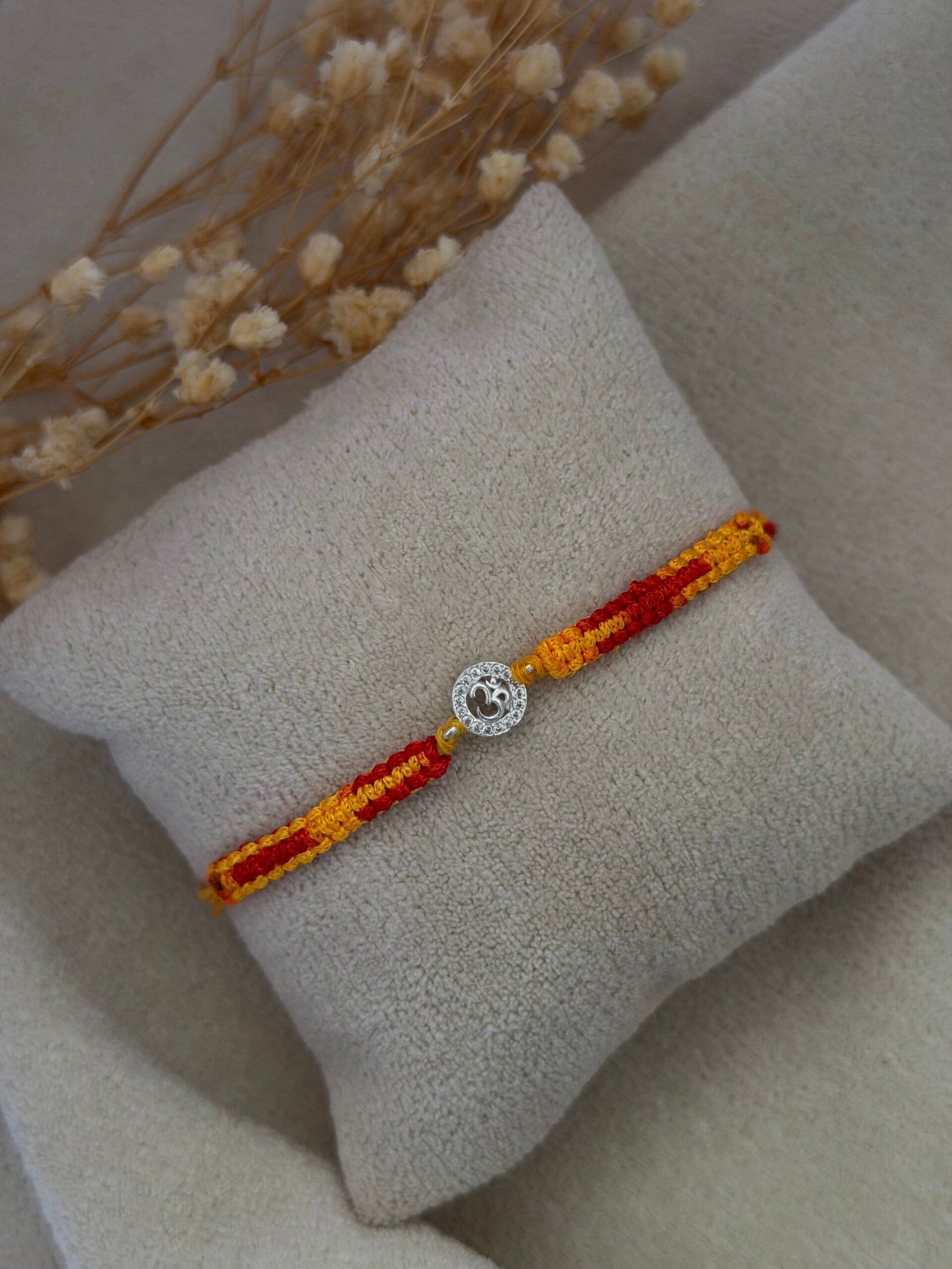 Micro om silver rakhi