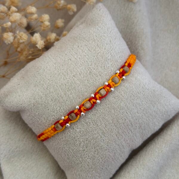 Tulsi beads moli silver rakhi