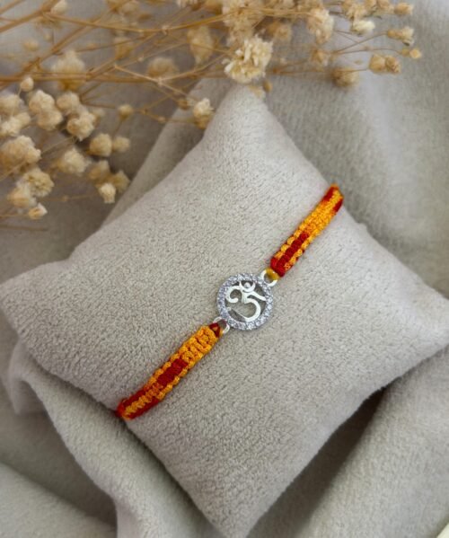 Om cz silver rakhi