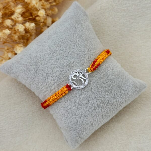Om cz silver rakhi