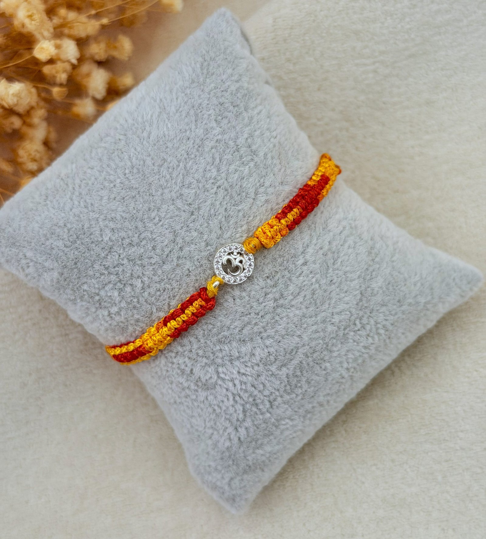 Micro om silver rakhi