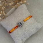 oxidised trishool damru silver rakhi