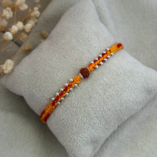 Single rudraksha 20 ball silver rakhi