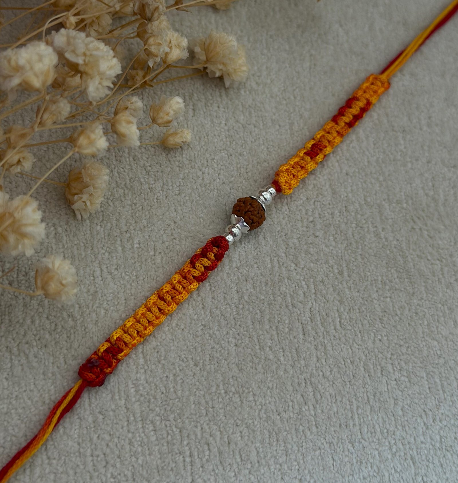 Single rudraksha moli silver rakhi - Image 4