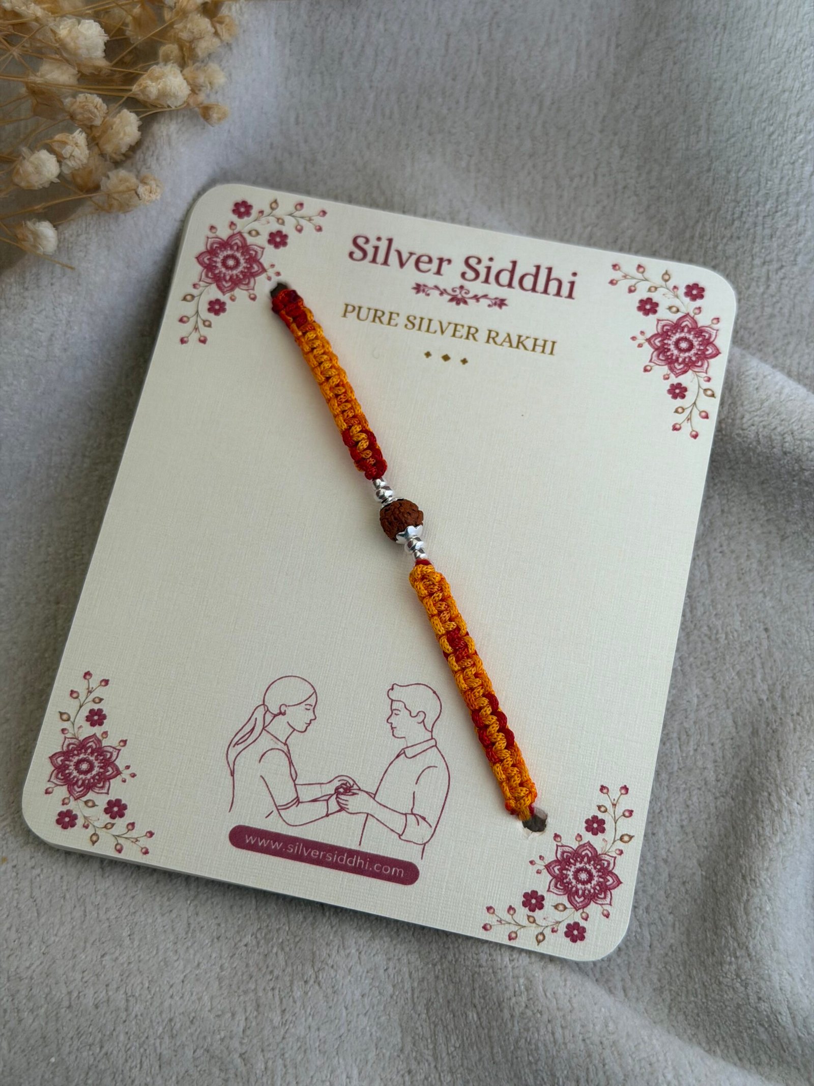 Single rudraksha moli silver rakhi - Image 3