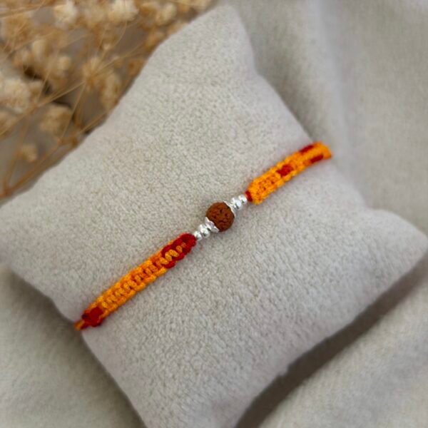 Single rudraksha moli silver rakhi