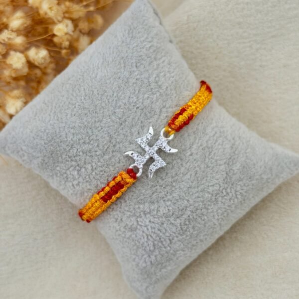 Swastik micro stone silver rakhi