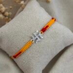 Swastik micro stone silver rakhi