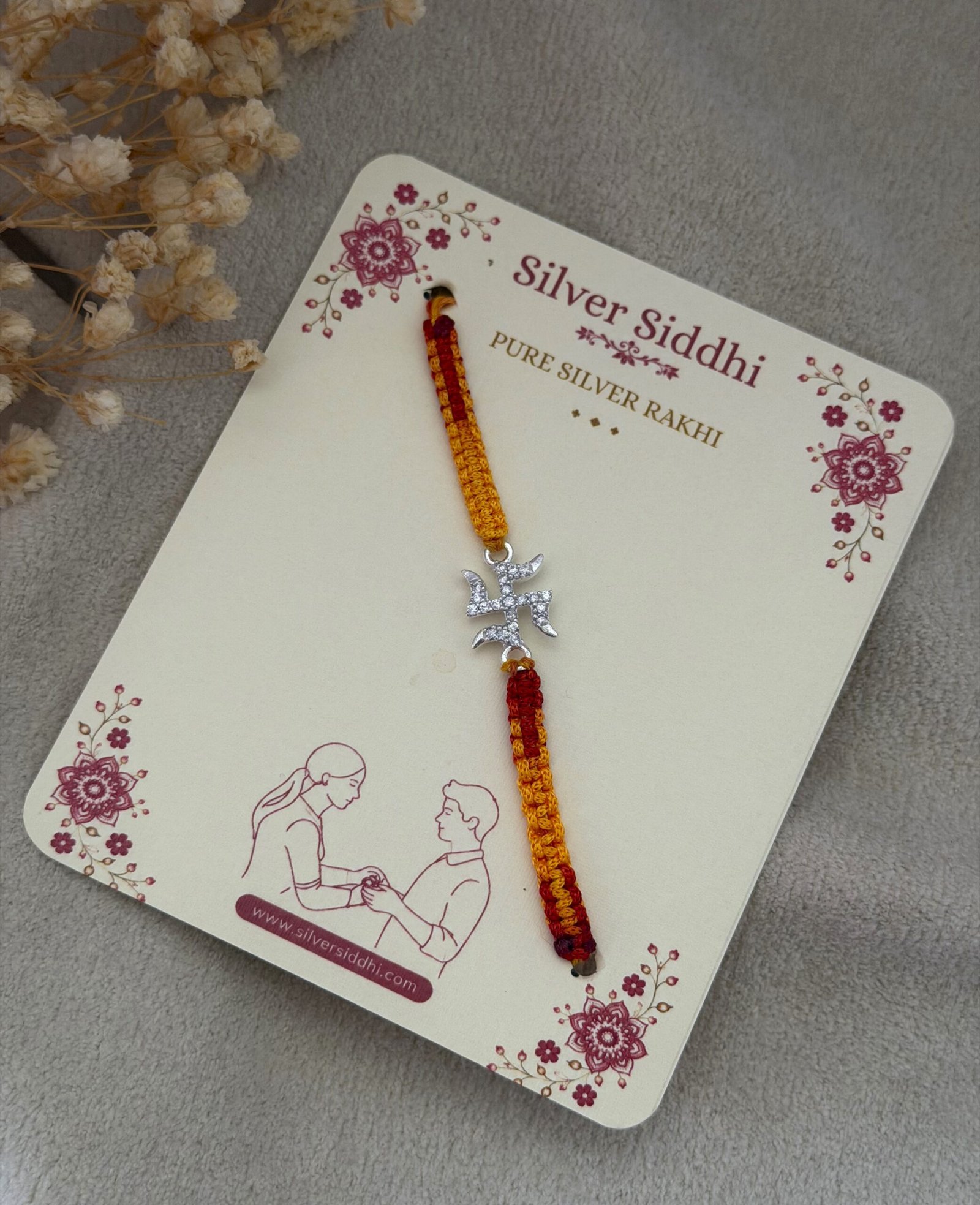 Swastik micro stone silver rakhi - Image 3