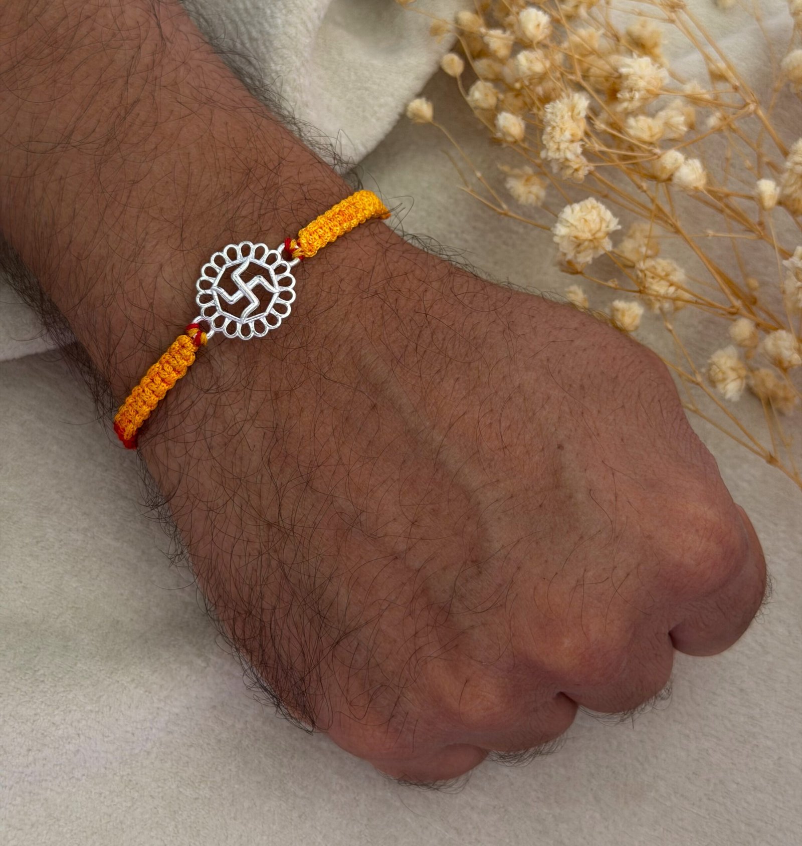 Swastik silver rakhi - Image 2