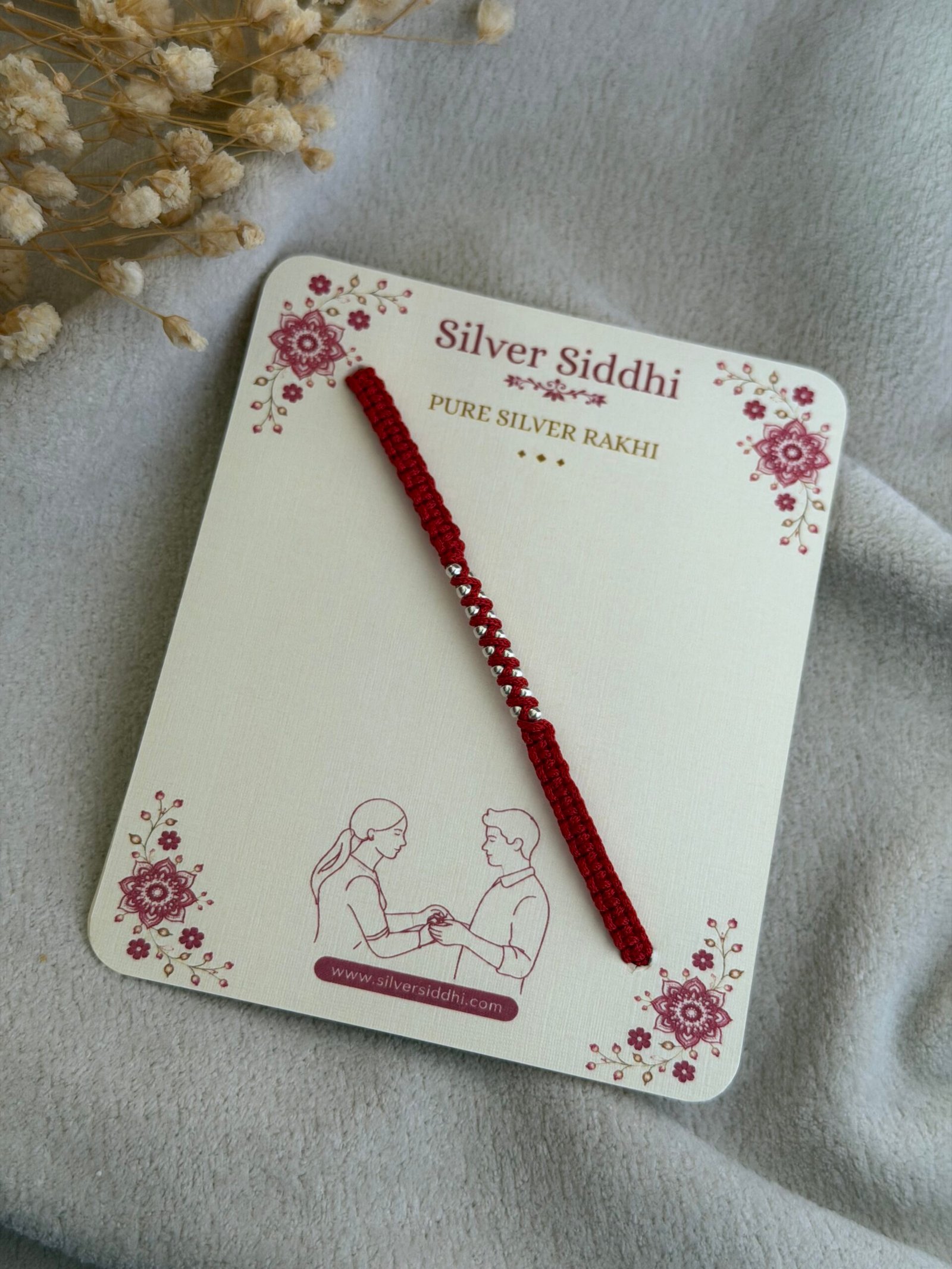 Zig zag 16 ball silver rakhi - Image 3