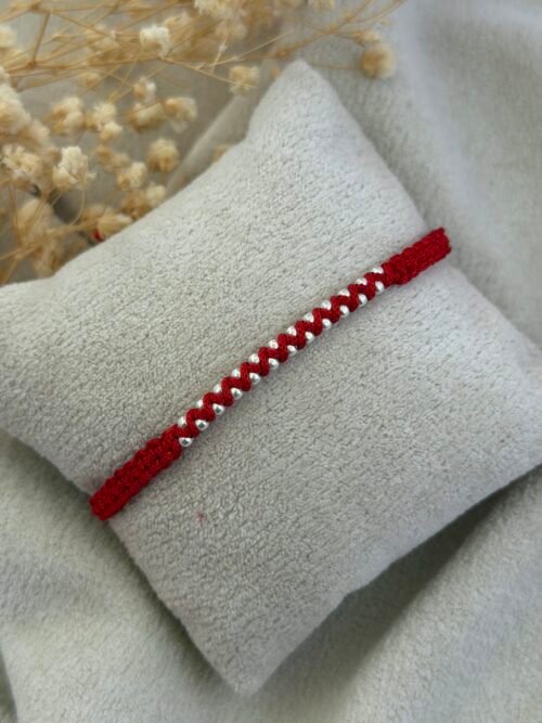 Zig zag 24 ball red silver rakhi