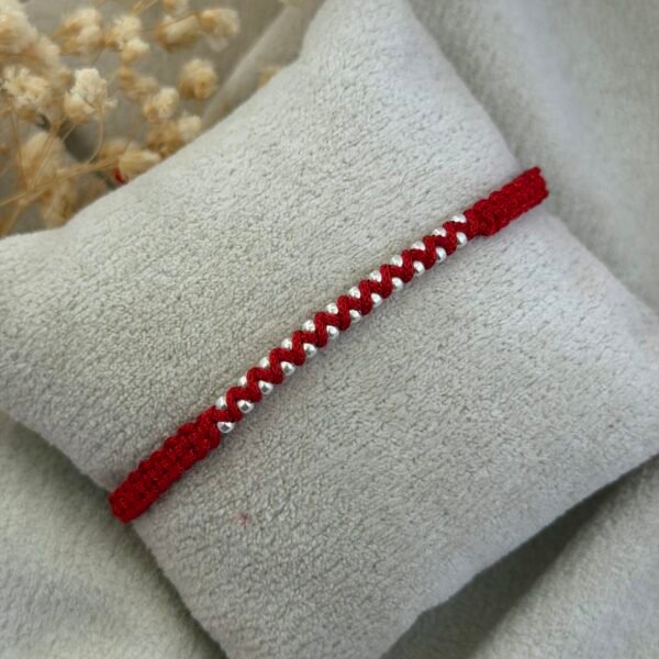 Zig zag 24 ball red silver rakhi